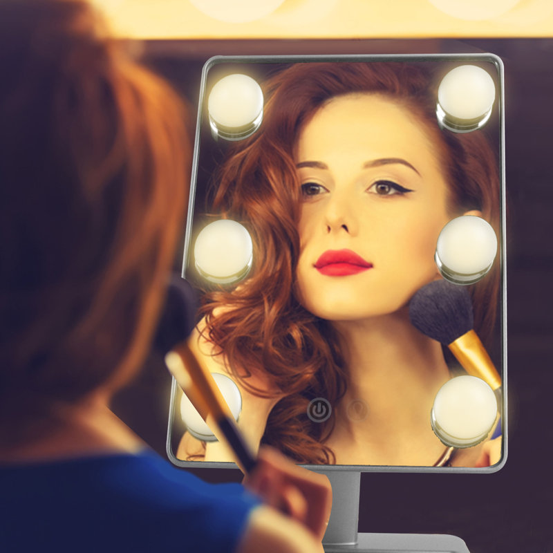 Ebern Designs Markiese Rotate 360 Degrees Tabletop Makeup Mirror with 6